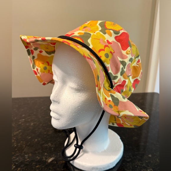 MAD Engine Retro Hippie Boho Flower Bucket Hat with Drawstring Cotton OS - Picture 2 of 10